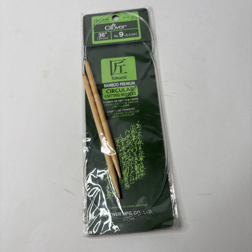 Clover Takumi Bamboo Premium Circular Knitting Needles 36 Inch Size 9 5.5mm 3016